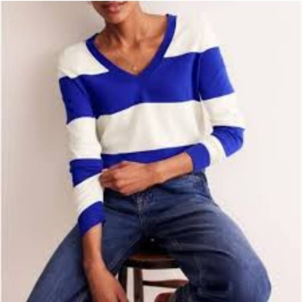 Boden Catriona  Cotton V-Neck Jumper Sweater Size Large